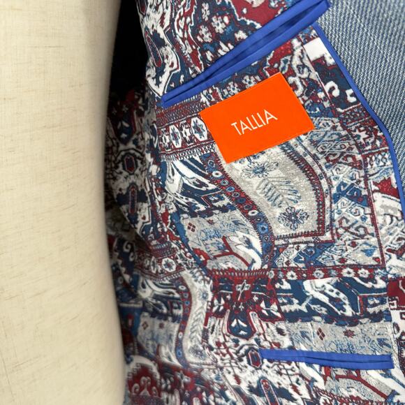 TALLIA Men’s Light Blue Woven Sportcoat Jacket 46L Single Breasted - Picture 8 of 11